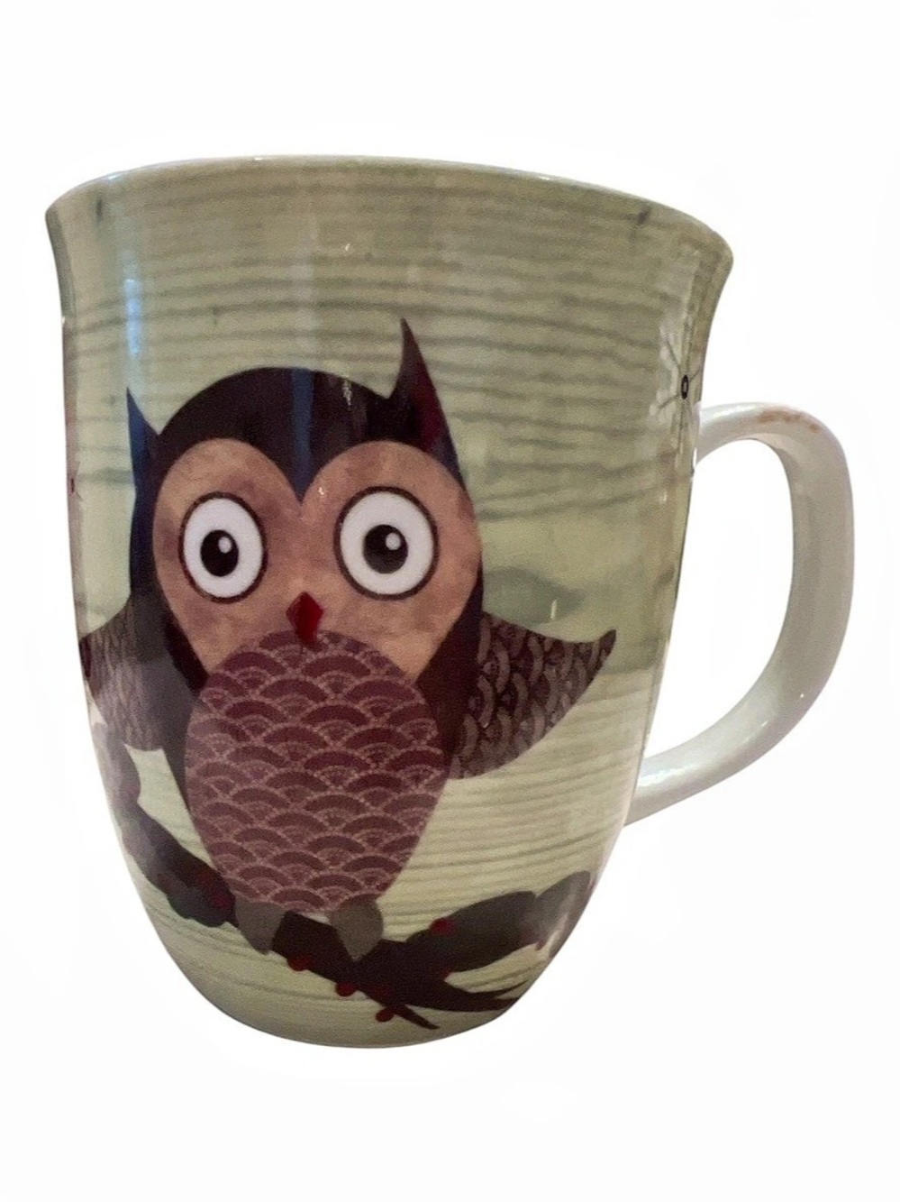 Holly & Co. Owl Mug. Green & Brown